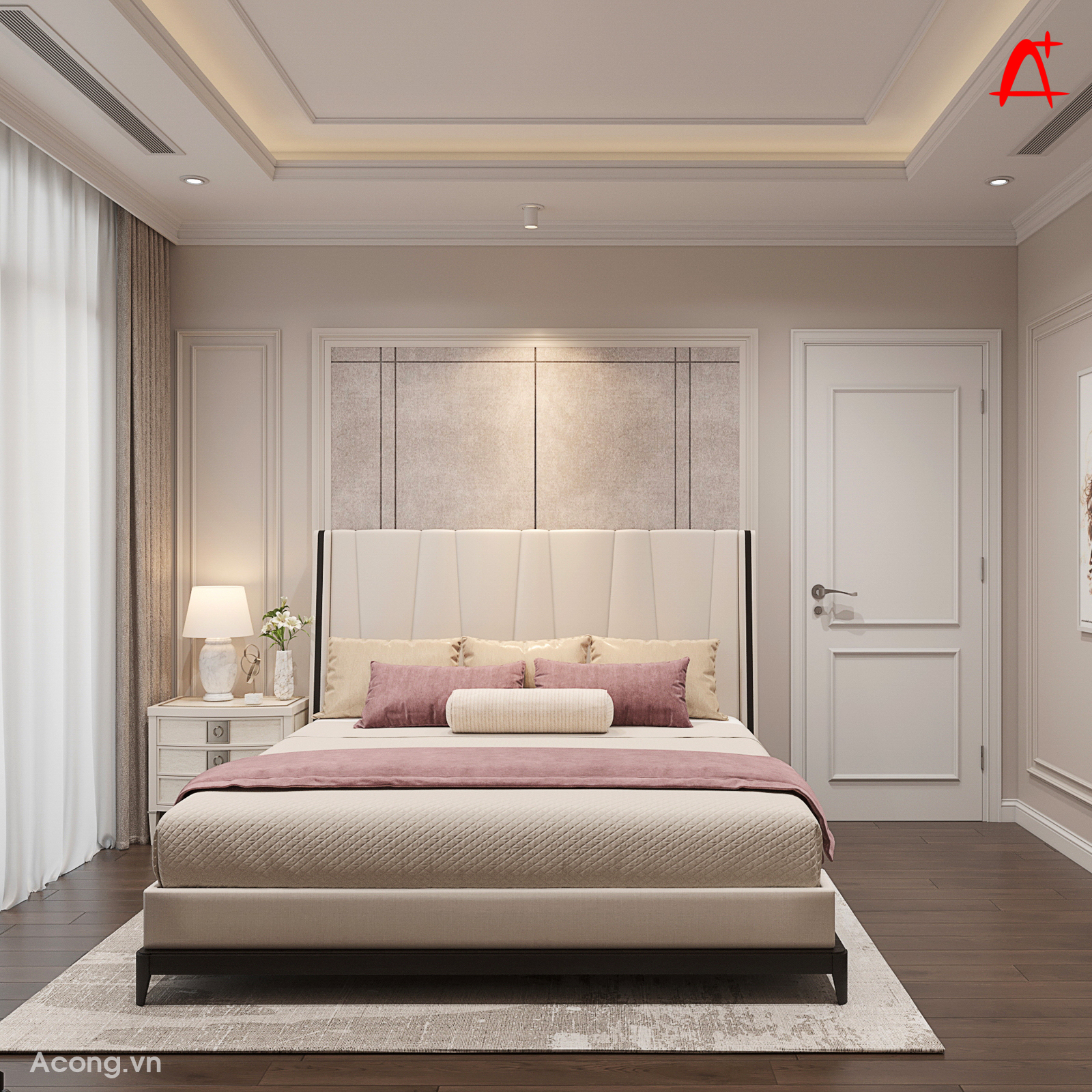 Thiết kế nội thất căn hộ chung cư cao cấp Hateco Laroma 2023: phòng ngủ master